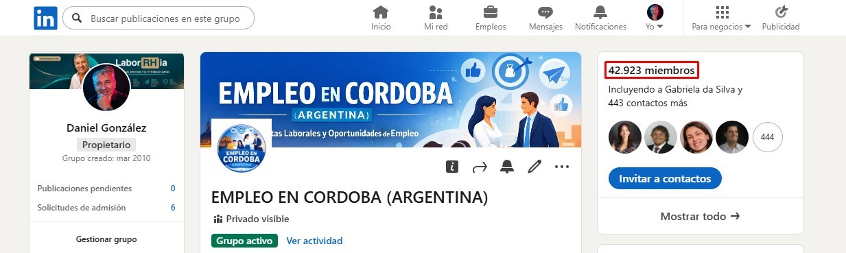 Grupo de LinkedIn Empleo en Córdoba Argentina con más de 42.923 miembros